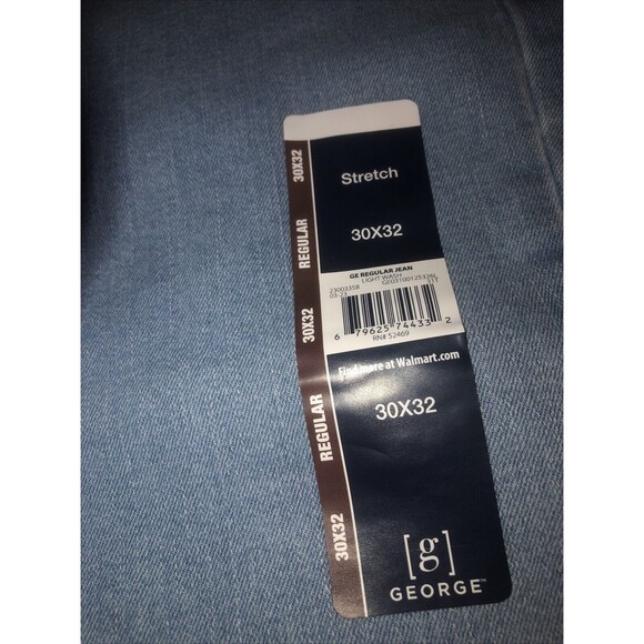 George Men's Regular Jeans Light Wash Blue Size 30 X 32 - Picture 7 of 8